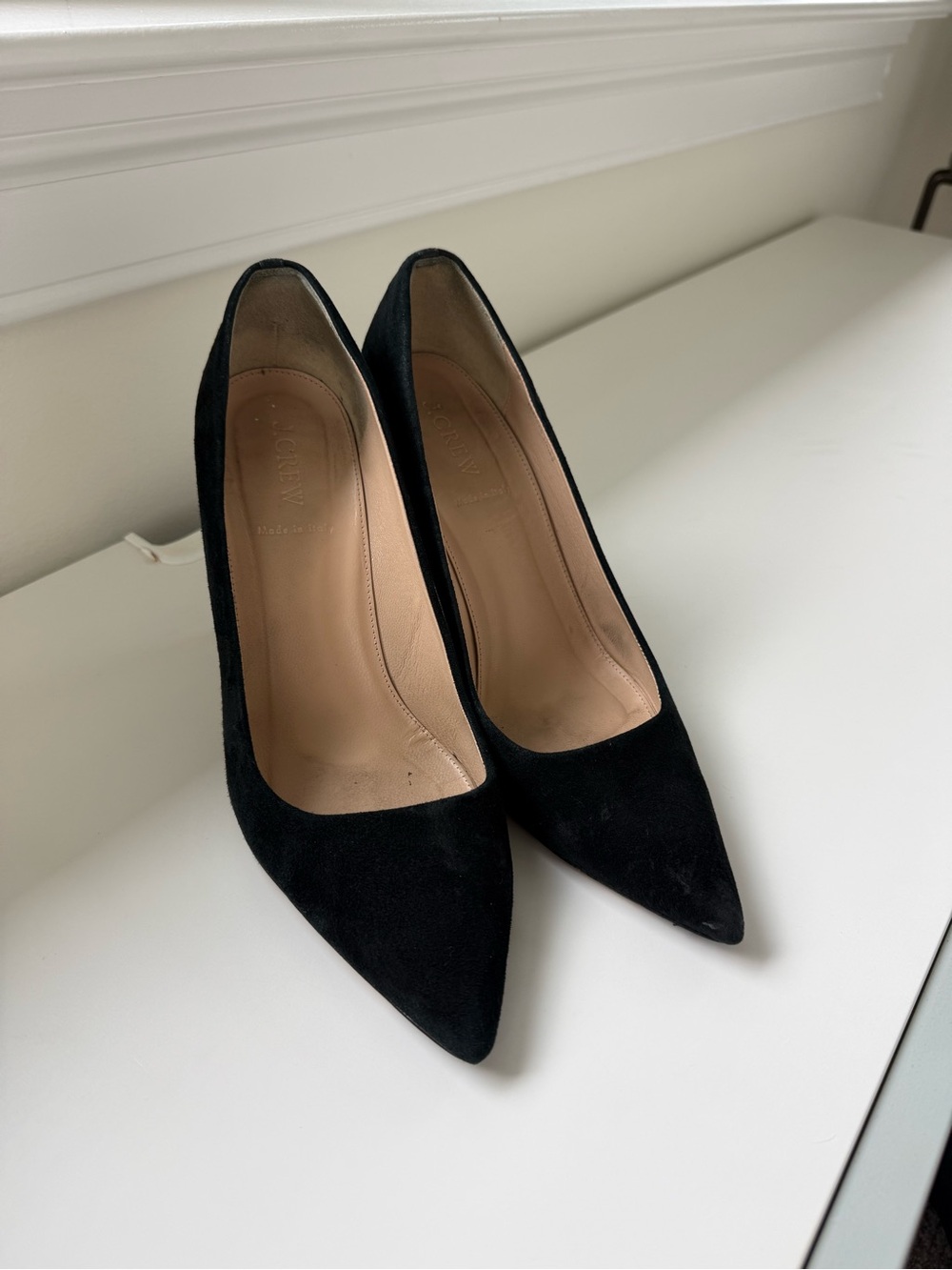 J. Crew Black Suede Pointed-Toe Pumps